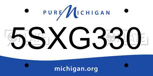 5SXG330 Michigan License Plate