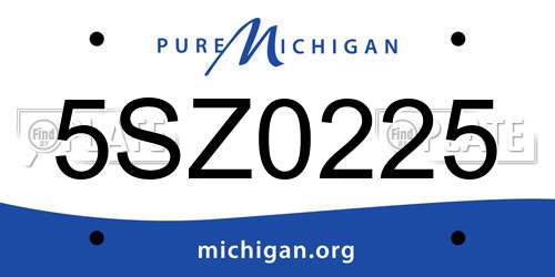 5SZ0225 Michigan License Plate