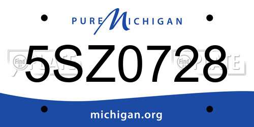 5SZ0728 Michigan License Plate