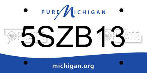 5SZB13 Michigan License Plate