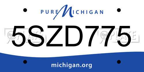 5SZD775 Michigan License Plate