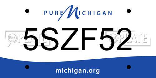 5SZF52 Michigan License Plate