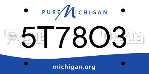 5T78O3 Michigan License Plate