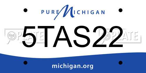 5TAS22 Michigan License Plate