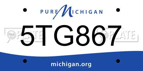 5TG867 Michigan License Plate