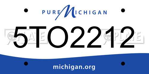 5TO2212 Michigan License Plate