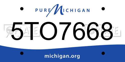 5TO7668 Michigan License Plate