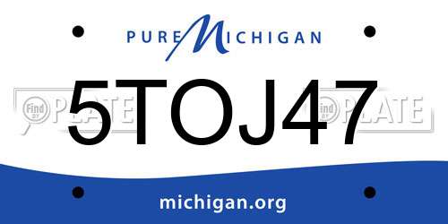 5TOJ47 Michigan License Plate