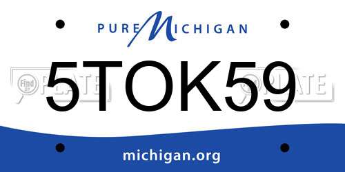 5TOK59 Michigan License Plate