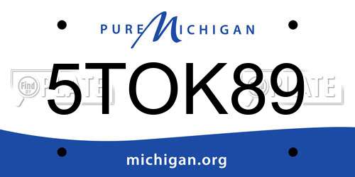 5TOK89 Michigan License Plate