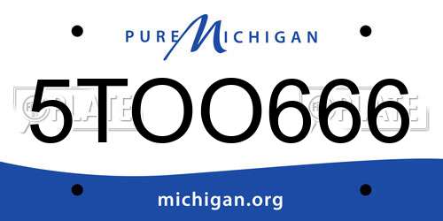 5TOO666 Michigan License Plate