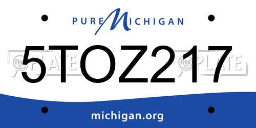 5TOZ217 Michigan License Plate