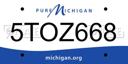 5TOZ668 Michigan License Plate