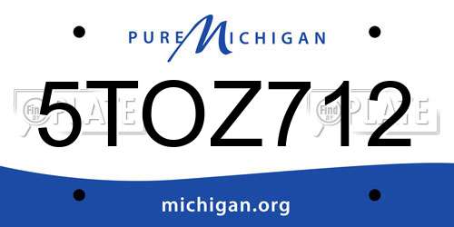 5TOZ712 Michigan License Plate