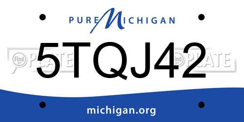 5TQJ42 Michigan License Plate