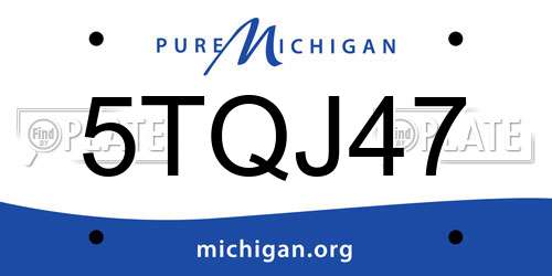 5TQJ47 Michigan License Plate