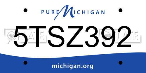 5TSZ392 Michigan License Plate