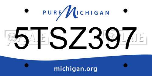 5TSZ397 Michigan License Plate
