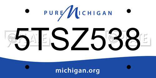 5TSZ538 Michigan License Plate