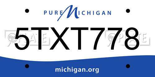 5TXT778 Michigan License Plate