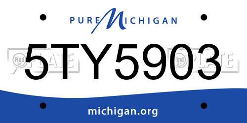 5TY5903 Michigan License Plate