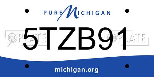 5TZB91 Michigan License Plate