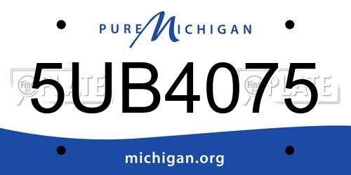 5UB4075 Michigan License Plate
