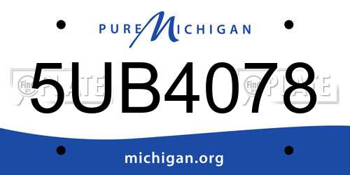 5UB4078 Michigan License Plate