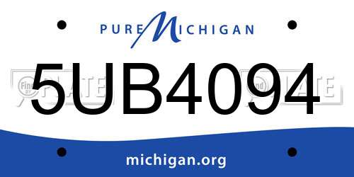5UB4094 Michigan License Plate