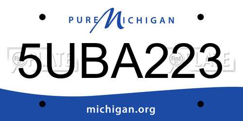 5UBA223 Michigan License Plate