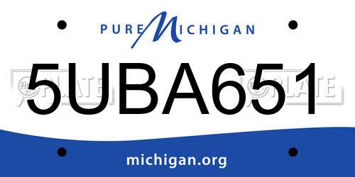 5UBA651 Michigan License Plate