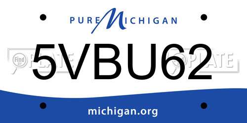 5VBU62 Michigan License Plate