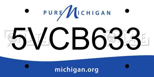 5VCB633 Michigan License Plate