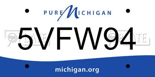 5VFW94 Michigan License Plate