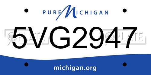 5VG2947 Michigan License Plate