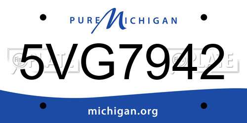 5VG7942 Michigan License Plate