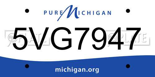 5VG7947 Michigan License Plate