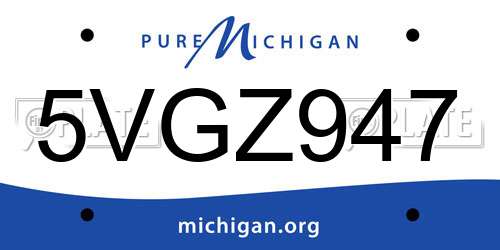 5VGZ947 Michigan License Plate