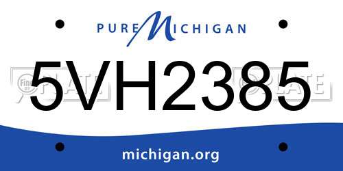 5VH2385 Michigan License Plate