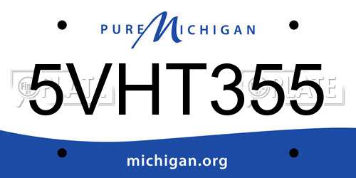 5VHT355 Michigan License Plate