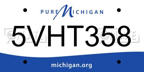 5VHT358 Michigan License Plate