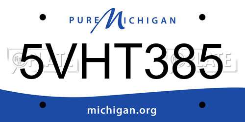 5VHT385 Michigan License Plate