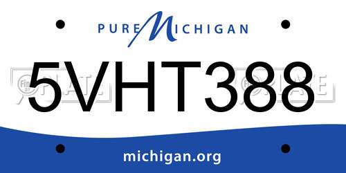 5VHT388 Michigan License Plate