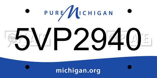 5VP2940 Michigan License Plate