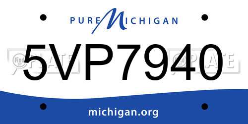 5VP7940 Michigan License Plate
