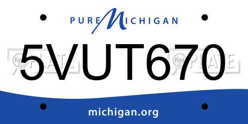 5VUT670 Michigan License Plate