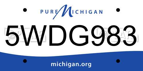 5WDG983 Michigan License Plate