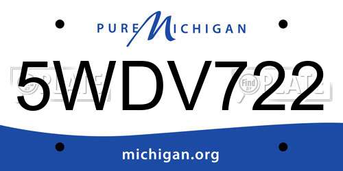 5WDV722 Michigan License Plate