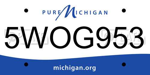 5WOG953 Michigan License Plate