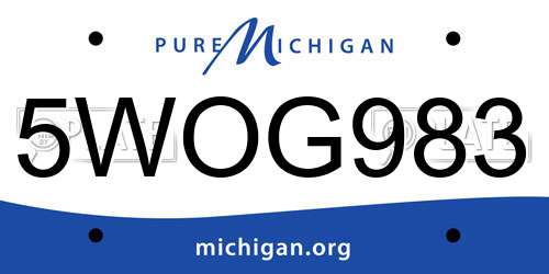 5WOG983 Michigan License Plate